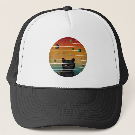 Casquette Chat drôle et vintage dans l'espace (Devant)