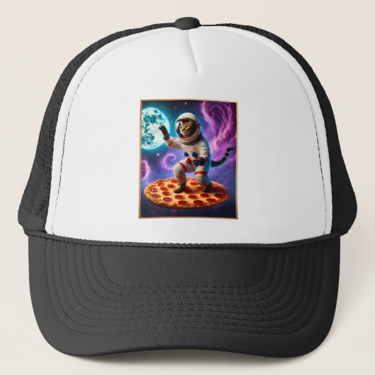 Casquette Chat Drôle Voler Une Pizza Astronaut Kitty Space (Devant)