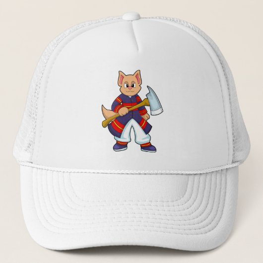 Casquette Chat en pompier au service des incendies avec Ax (Devant)