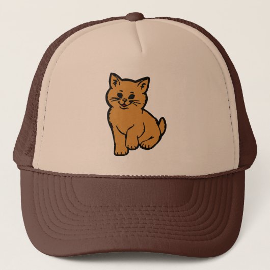 Casquette Chat gonflé - orange (Devant)