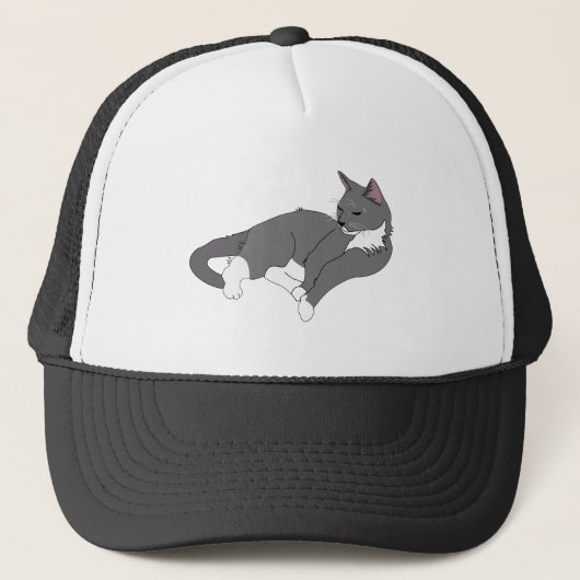 Casquette Chat gris et blanc Tuxedo (Devant)