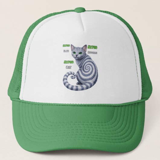 Casquette Chat hypnotique Bleu Russe (Devant)