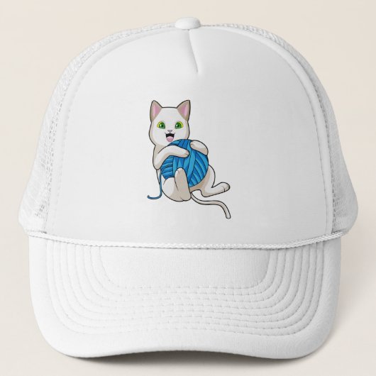 Casquette Chat Jouer de la laine (Devant)
