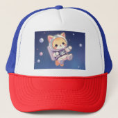 Casquette Chat mignon dans l'espace (Devant)