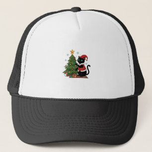 Casquette Chat noir de Noël chapeau de Père Noël arbre souri