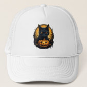 Casquette Chat noir Halloween Citrouilles effrayants Lune Ch (Devant)