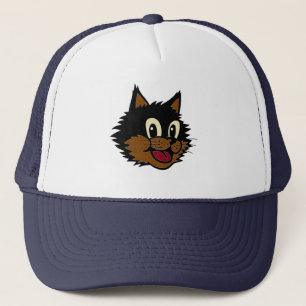 CASQUETTE CHAT NOIR TRÈS SOURIANT ET BROWN À COURSE NEUVE