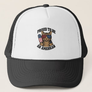 Casquette Chat patriotique fier d'être américain vecteur vin