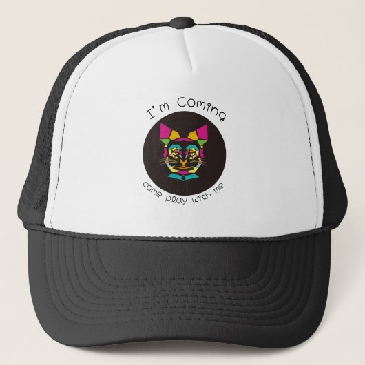Casquette chat pop art (Devant)