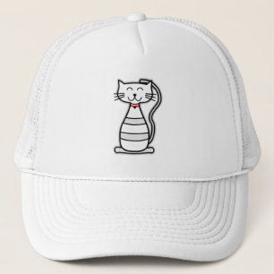 Casquette chat rouge gris noir heureux blanc dessin animé k