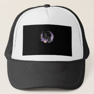 Casquette Chat Sorcière Fleurs de Lune Pastel Goth Goblincor