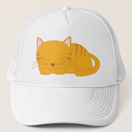 Casquette Chat tigré orange de sommeil (Devant)