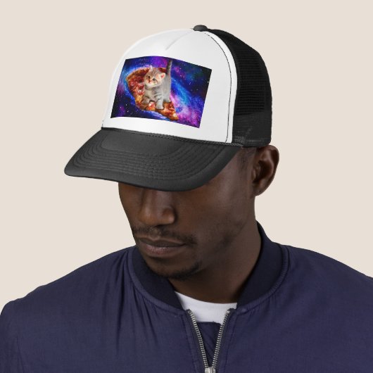 Casquette Chats dans la pizza spatiale (En situation)