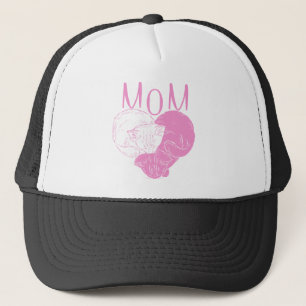 Casquette Chats de coeur MOM rose