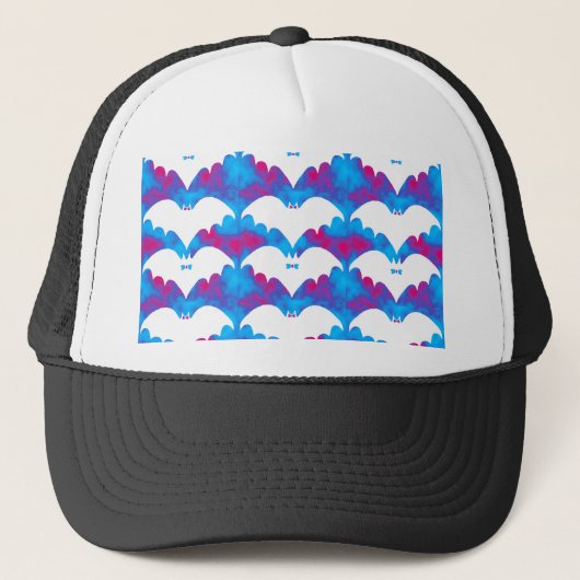 Casquette Chauve-souris et vaches Bleu rose (Devant)
