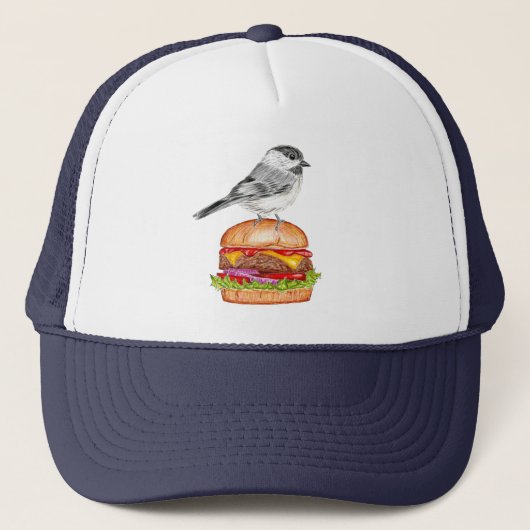Casquette Cheeseburger Bird Lake Tahoe Chickadee (Devant)