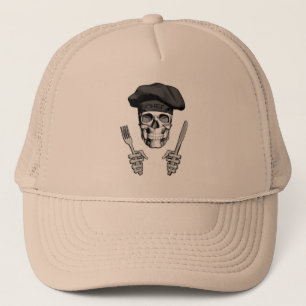 Casquette Chef Crâne : Couteau et Fourche