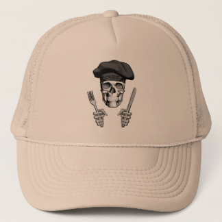 Casquette Chef Crâne : Couteau et Fourche