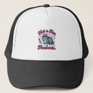 Casquette Chemise Chat Effrayé Pas Fan de Feux d'Artifice (2