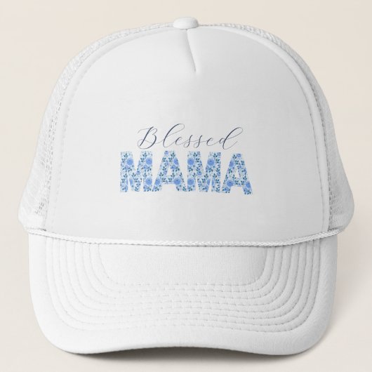 Casquette Chemise Mama Bénie avec Floral Bleu (Devant)