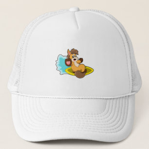 Casquette Cheval comme Surfer avec Surfboard