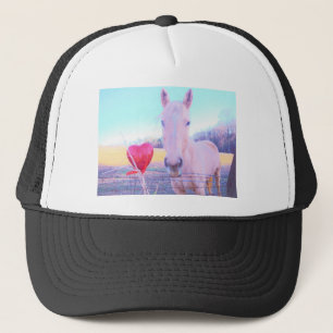 Casquette Cheval jaune et Coeur rouge