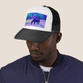Casquette Cheval noir violet dans le champ Arc-en-ciel (En situation)