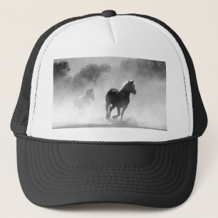 Casquette Chevaux de course noir et blanc Photo Artwork
