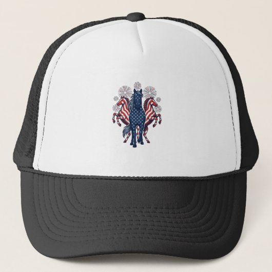 Casquette Chevaux patriotiques Conception vectorielle de feu (Devant)