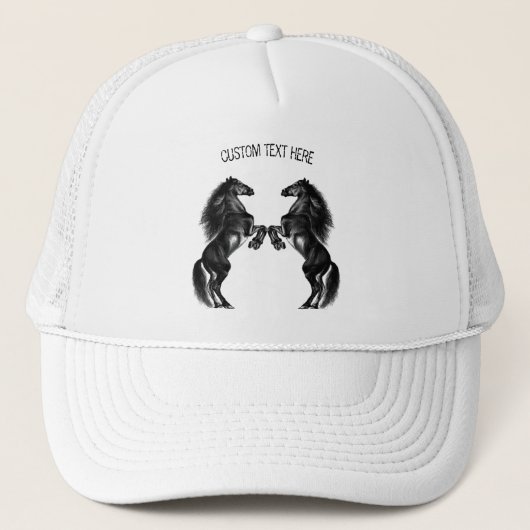 Casquette Chevaux sauvages noirs droits - Ajouter votre text (Devant)