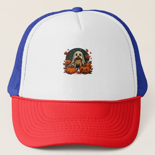 Casquette Chic chien Carlin avec Citrouille Automne Hallowee (Devant)
