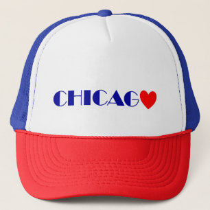 Casquette Chicago coeur rouge lettres bleues