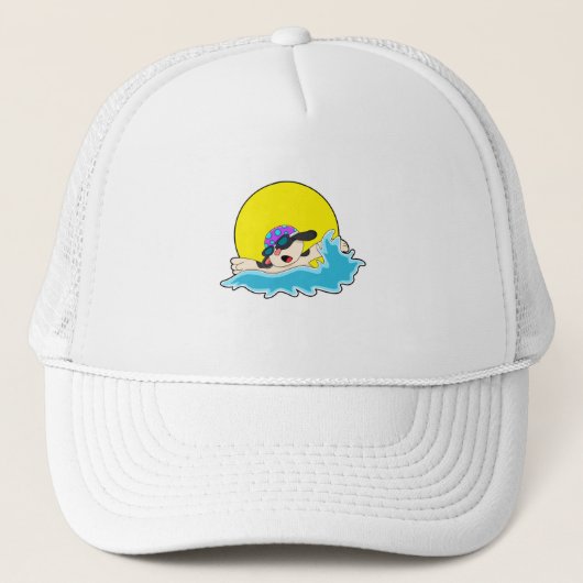 Casquette Chien à la natation avec lunettes de natation (Devant)