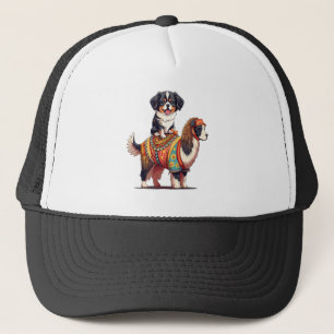 Casquette Chien bernois mignon à cheval sur Llama