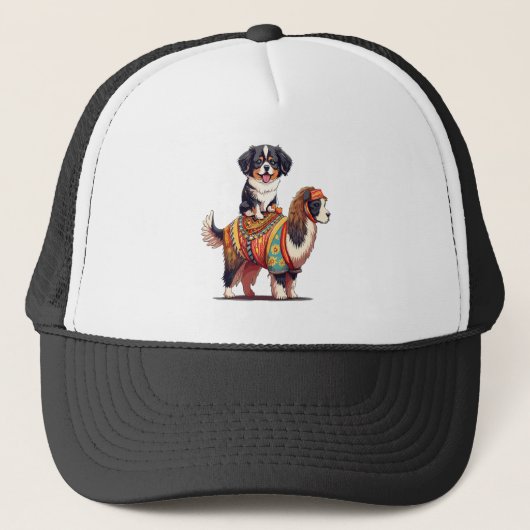 Casquette Chien bernois mignon à cheval sur Llama (Devant)