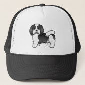 Casquette Chien Caricature Cute Du Havanais Noir Et Blanc (Devant)