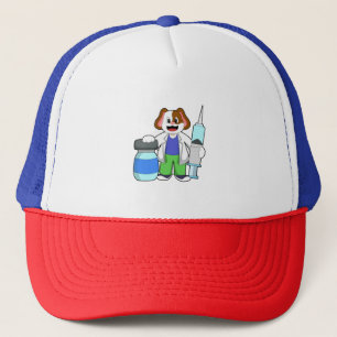 Casquette Chien comme docteur avec seringue
