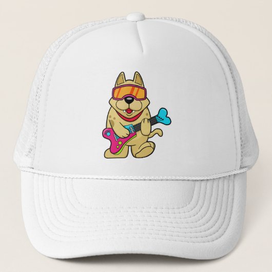 Casquette Chien comme musicien avec guitare (Devant)