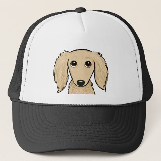 Casquette Chien crème à cheveux longs de saucisse de bande (Devant)