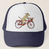 Chien cycliste avec écureuil ami - Art animal amus