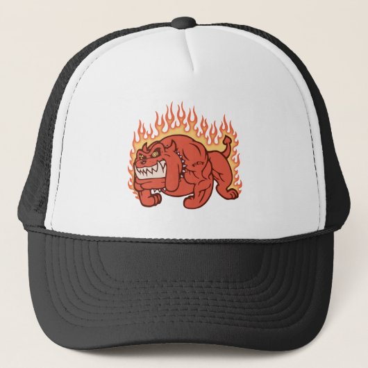 Casquette Chien de démon - flammes (Devant)