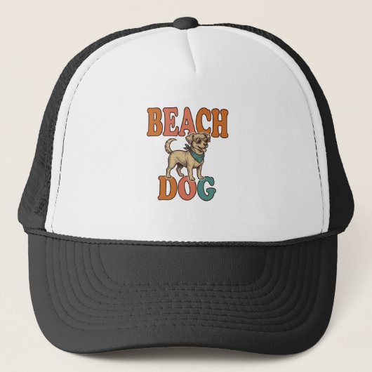 Casquette Chien de plage gravure vintage conception graphiqu (Devant)