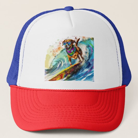 Casquette Chien de surf - Été Amusant Beach Pup Illustration (Devant)