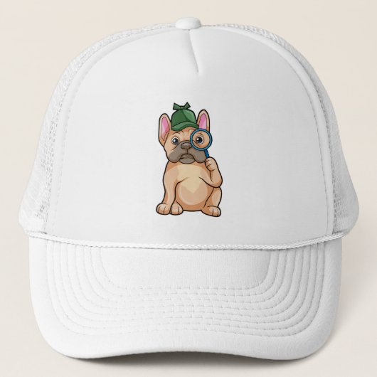 Casquette Chien de taureau français en détective avec du ver (Devant)
