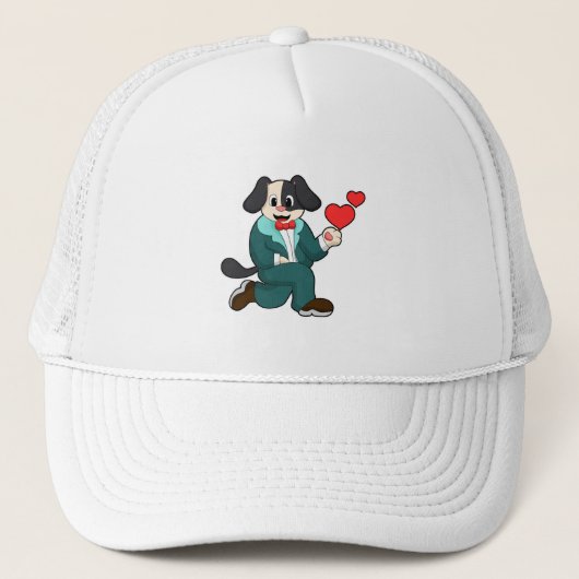 Casquette Chien en chambre avec costume et Cravate (Devant)