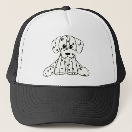 Casquette Chien en dalmate dessin simple noir (Devant)