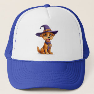 Casquette Chien joyeux portant un chapeau de sorcière