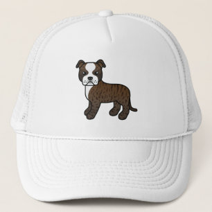 Casquette Chien Staffordshire Bull Terrier Bringé Et Blanc