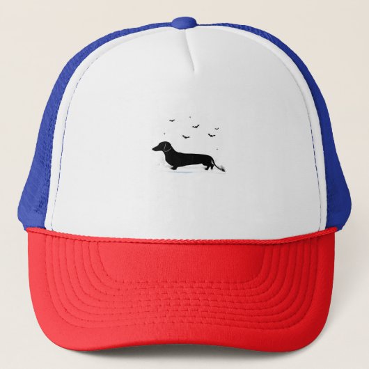 Casquette Chien teckel Halloween Lune Silhouette Classique (Devant)