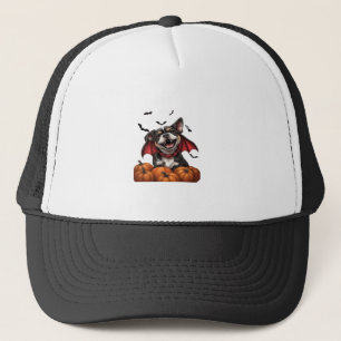 Casquette Chien Vampire d'Halloween avec Citrouilles T-Shirt
